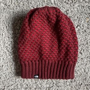 The North Face Burgundy Red Knit Shinsky Beanie Hat